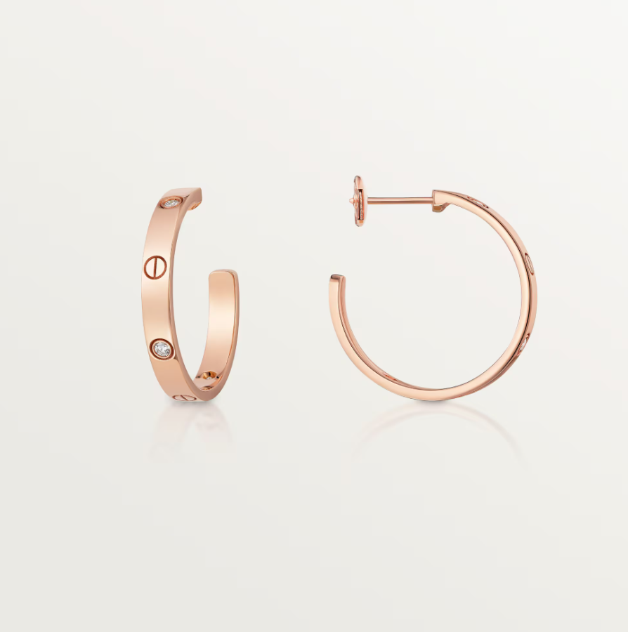 러브 후프 이어링, 미디엄, 다이아몬드 6개 3.6mm